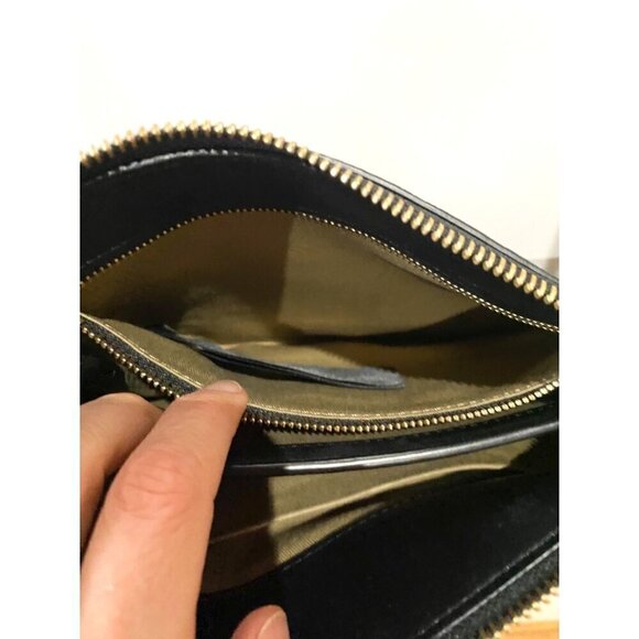 allsaints fletcher xbody bag leather black gold clutch grunge goth clutch $299 - Picture 14 of 16